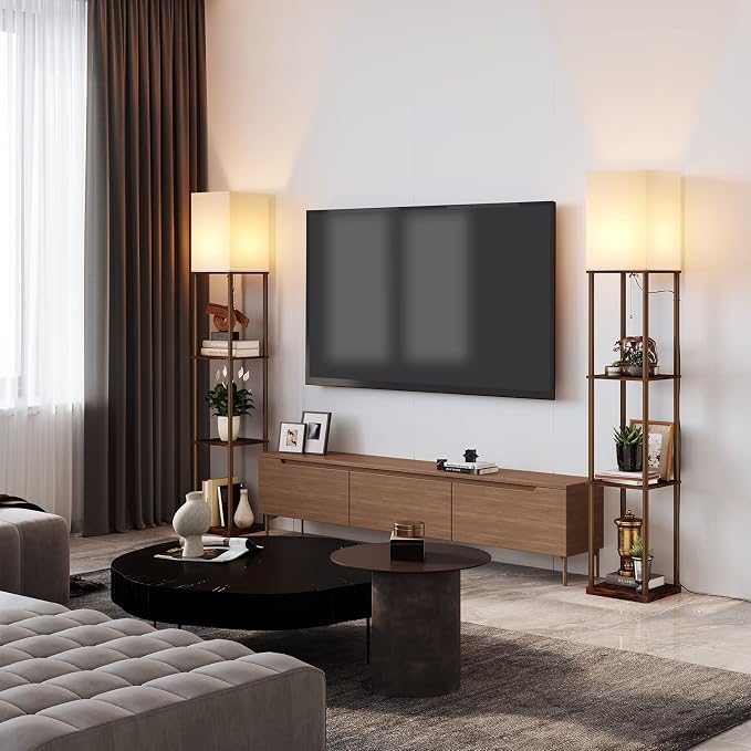 SUNMORY Floor Lamp with Shelves, Modern Square Standing Lamp with 3 Color - Image 7