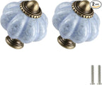 Blue Crackle Pumpkin Knobs 2 Pack Ceramic Cabinet Knobs Vintage Drawer Pulls by Zernmiarder