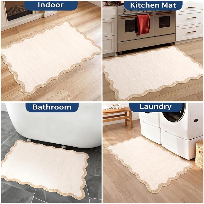 GarveeHome Scalloped Door Mat Indoor Entrance 2x3 Rug Machine Washable | Boho - Image 6