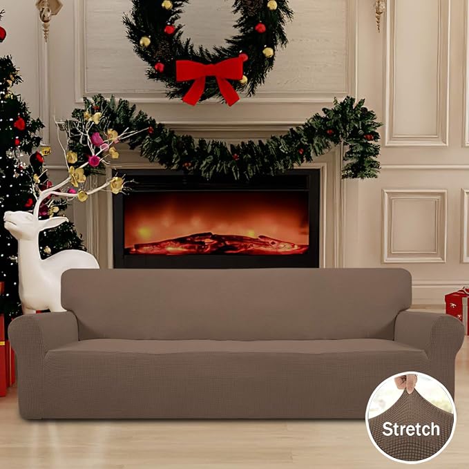 Easy-Going Stretch 4 Seater Oversized Sofa Couch Cover Brown | 1-Piece Extra - Image 2