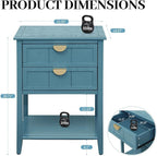 22" Blue Accent Side Cabinet, Modern Wood Sideboard - Image 2