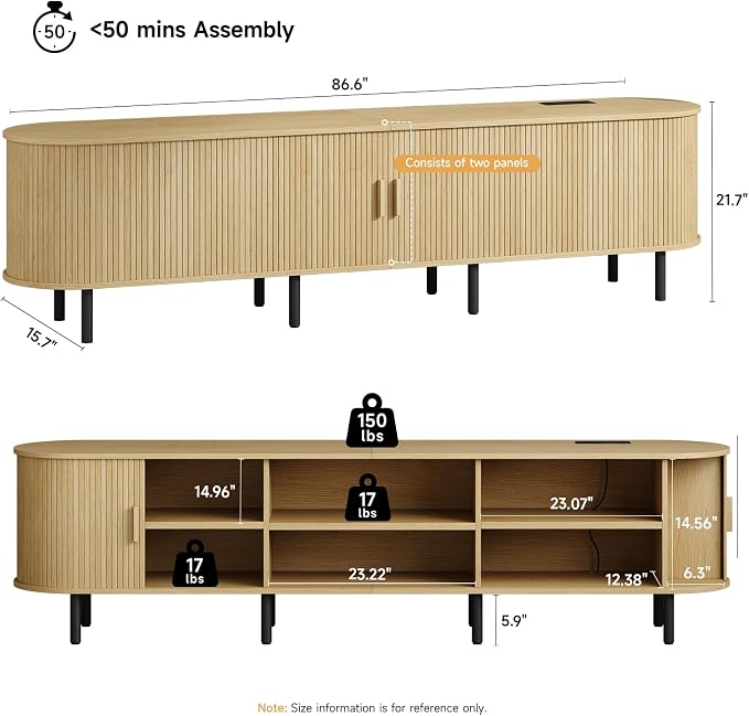 ONBRILL 86.6" TV Stand with Power Outlet - Image 2
