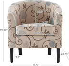 BELLEZE Living Room Chairs Set of 2, Linen Round Accent Barrel Chairs, Club Tub - Image 3