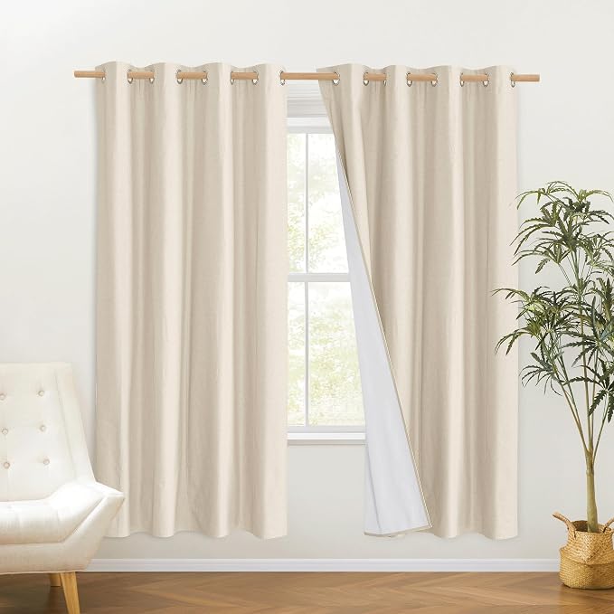 NICETOWN 100% Absolutely Blackout Linen Curtains by NICETOWN