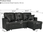 L Shaped Sectional Couch with Storage and Pull Out Bed, 3 Seater Sleeper Sofas - Image 3