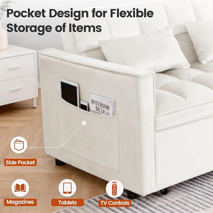 3 in 1 Convertible Sofa Bed, Loveseat Sleeper Sofa - Image 4