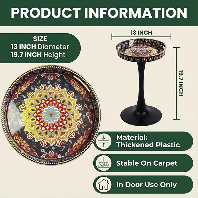 Gesodant Boho Chic Round Side Table, Stable Hourglass Pedestal Base, Unique - Image 3