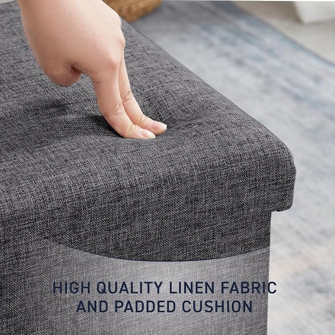 Ornavo Home 2 Pack 15 Inch Folding Storage Ottoman - Image 6