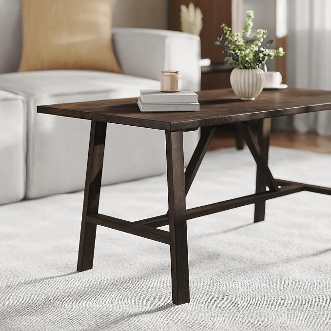 Flash Furniture Eli Farmhouse Trestle Coffee Table, Rustic Solid Wood Coffee - Image 8