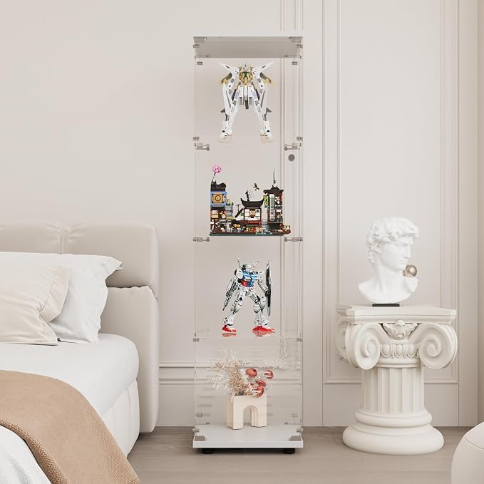 Display Cabinet with Glass Door and Lock, 4-Shelf Fast Installation Curio - Image 3