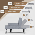 Flamaker Futon Sofa Bed Modern Folding Futon Set Linen Fabric Convertible - Image 4