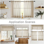 Taupe Kitchen Curtains 30 Inch Length Tier 2 PCS, Solid Soft Airy Half Curtains - Image 6