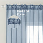 MIULEE Dusty Blue Sheer Curtains 54 X 108 Inches, 2 Panels | Solid Color - Image 2