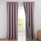 NICETOWN Chaise Mauve Vintage Linen 100% Blackout Curtains - Image 2