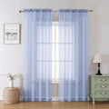 Denim Blue Sheer Curtains 84 Inches Long 2 Panels, Light Filtering Bedroom by Lecloud