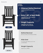 KINGYES Oversized Outdoor Rocking Chair, All-Weather Patio Rocking Chairs - Image 4