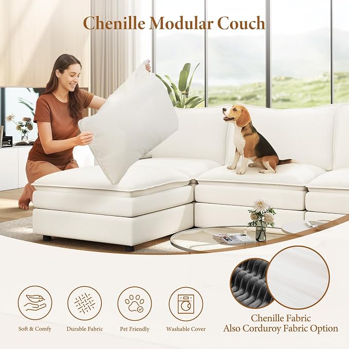 Vesgantti 142" Cloud Couch Sectional Modular Sofa, Comfy Sectional Couch - Image 5