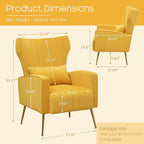 Modern Accent Chairs Set of 2, Comfy Wingback Armchair - Image 2