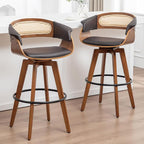 Set of 2 Rattan Swivel Bar Stools by KUNZENTLIVING