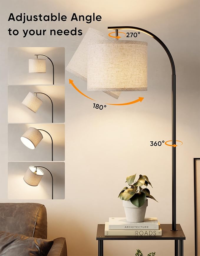 PARTPHONER Floor Lamp with Table, Night Stand with Lamp, Narrow Side Table with - Image 5