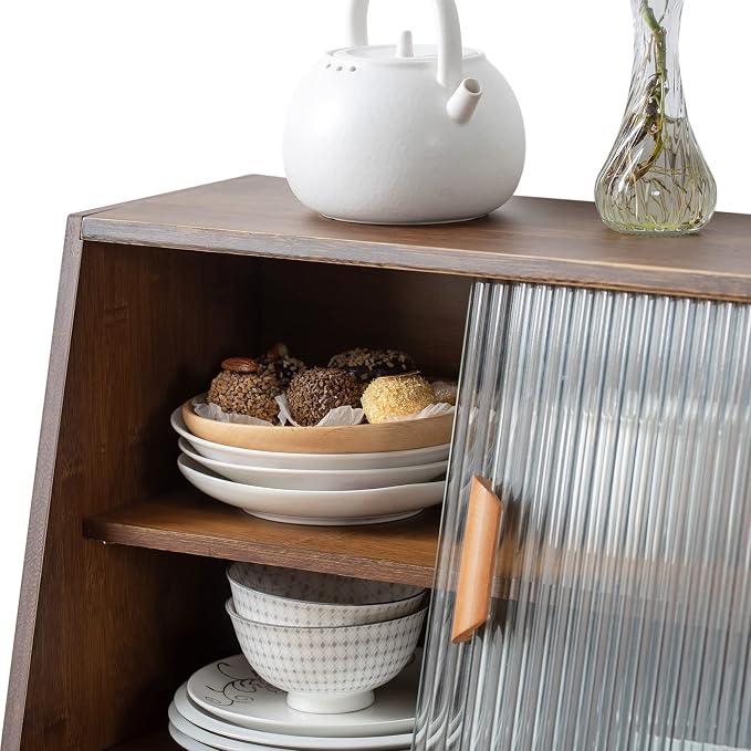 HollyHOME Small Bamboo Kitchen Pantry Sideboard - Image 7