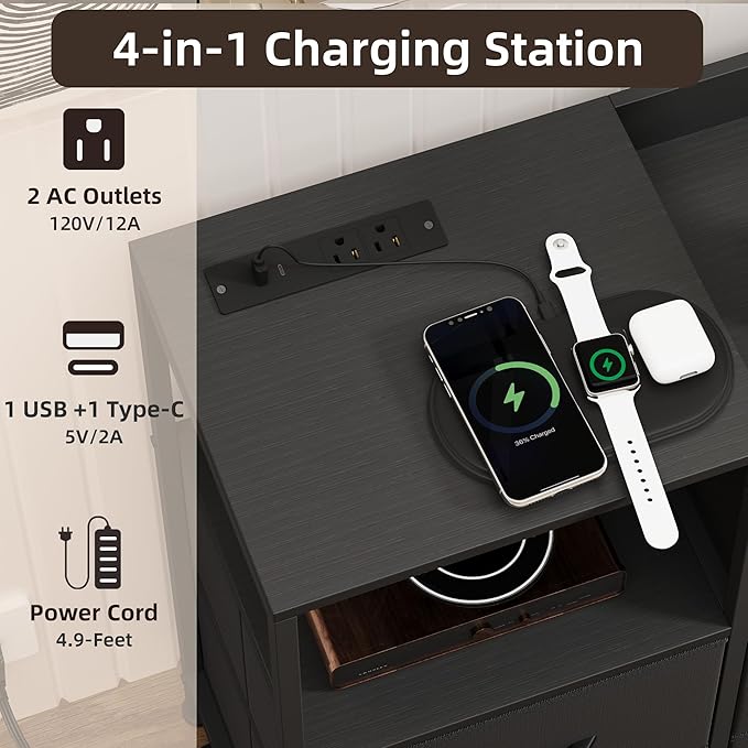 Somdot Dresser with Charging Station and Open Shelves, Dresser - Image 5