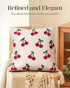 Embroidered Throw Pillow Cover 18x18 Inch, Little Cherry | Decorative Pillow - Image 5