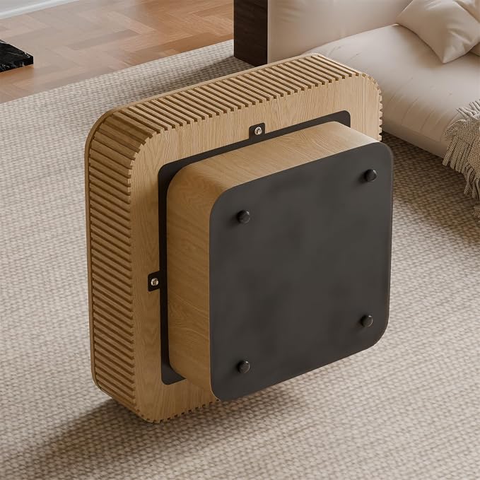 Square Coffee Table for Living Room, Fluted Drum Accent Tea Center Table - Image 7