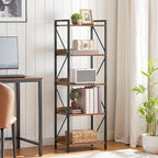 HOOBRO Bookshelf, 5-Tier Industrial Bookcase, Book Shelf Storage Organizer - Image 2