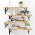 ROMGUAR CRAFT Corner Floating Shelves Wall Mounted Set of 4, Rustic Wood by ROMGUAR+CRAFT