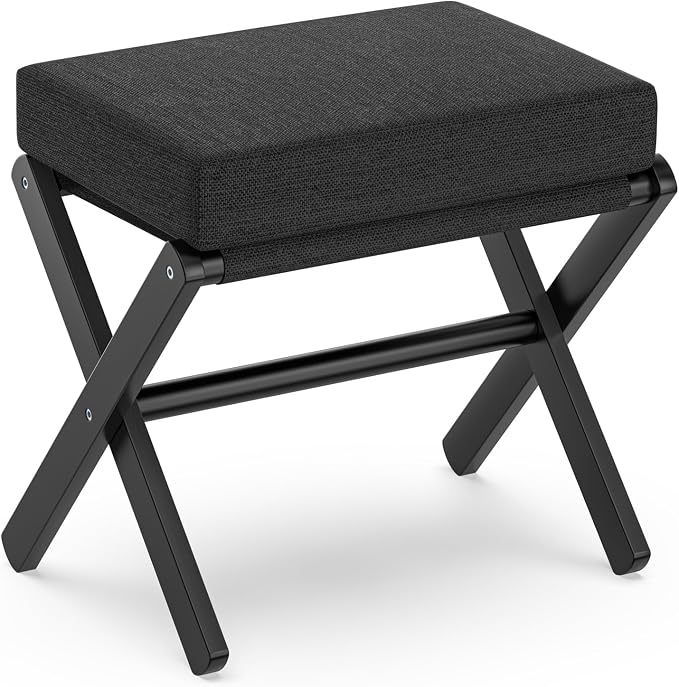 BAMBOOHOMIE Foldable Foot Stool Ottoman, Small Padded Foot Rest by BAMBOOHOMIE
