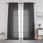 Black Sheer Curtains 96 Inch Length, Elegant Sheer Curtains by OWENIE