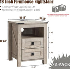 T4TREAM Farmhouse Nightstand Set of 2, Rustic End Table - Image 3
