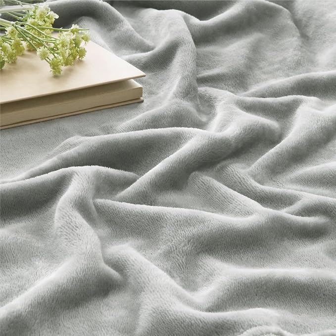 BEDELITE Fleece Blanket Soft Plush Twin Size Blanket Light Grey 60"x80" | Ultra - Image 4