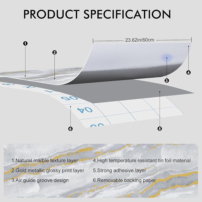 White Gold Marble Contact Paper - Image 3