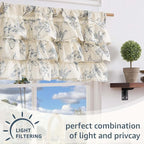 jinchan Ruffled Valance Curtain Linen Floral Kitchen Valance 18 Inch Shabby - Image 7