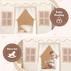 Kids Play Tent Indoor: with Mat, Tassel Garland, Star Lights - Image 6
