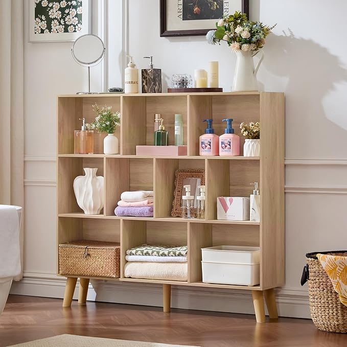 LEYAOYAO 10 Cube Bookshelf, 3 Tier Modern Wide Bookcase - Image 8