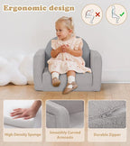 Foryoomi Kids Couch, 2-in-1 Soft Toddler Couch Fold Out - Image 6