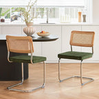 GrandNoor Rattan Dining Chairs Set, Wooden Mid Century Modern Dining Room Chairs - Image 4