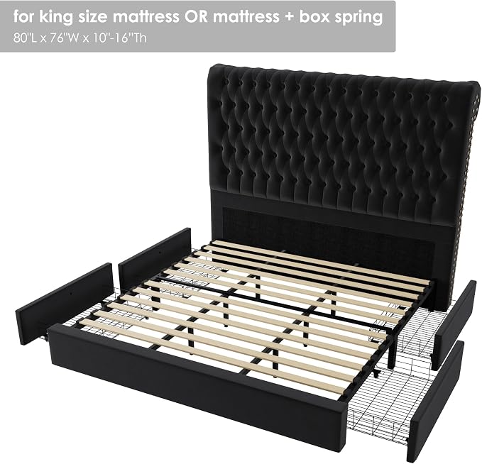 King Size Bed Frame 54" Tall Headboard - Image 8