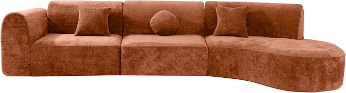 Merax 140" Curved Polyester Sectional Sofa Set, 7 Seat Modern Cloud Couch - Image 8