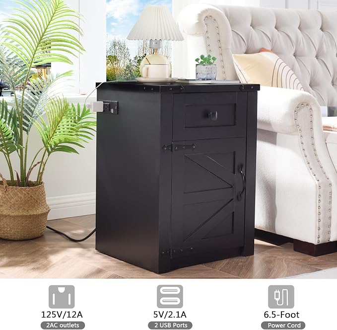 SOOWERY Nightstands Set of 2, Nightstand - Image 7