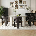 Modern Chenille Dining Chairs Set of 4, Upholstered Barrel Chairs by QUINJAY