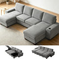 129" Convertible Sleeper Sofa Bed, L Shaped by ASHOMELI