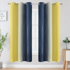 Navy Blue and Yellow Ombre Blackout Curtains - Image 2