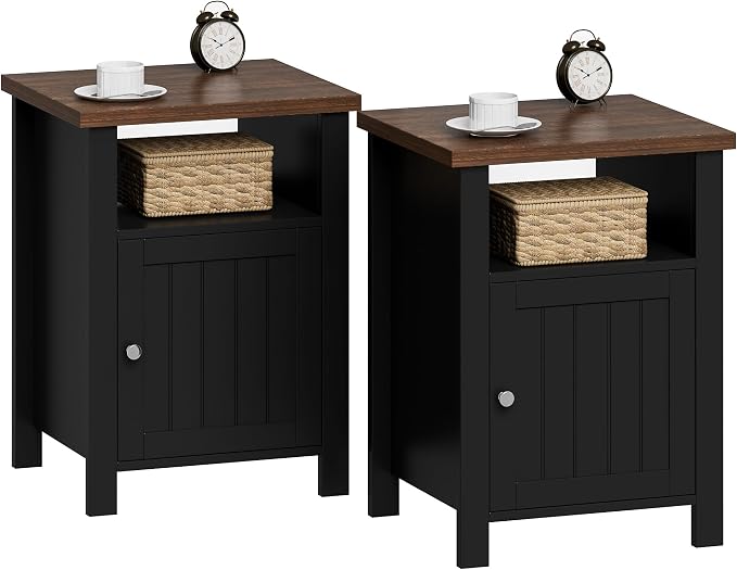 ChooChoo Farmhouse Nightstands Set of 2, Rustic Vintage End Side Table by ChooChoo