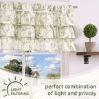 JINCHAN Ruffled Valance Curtain Linen Floral Kitchen Valance - Image 8