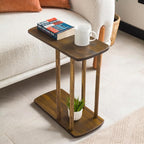 C-Shaped Solid Wood End Table, Side Table by FURNIREM