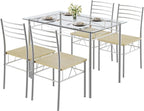 VECELO Dining Table Set for 4, 5-Piece Glass Kitchen Table - Image 7